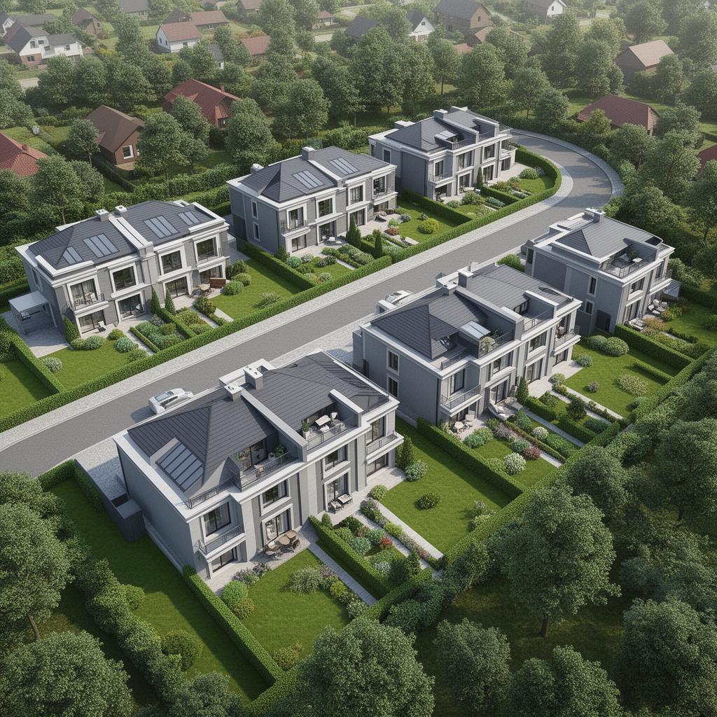 Widok z lotu ptaka na osiedle