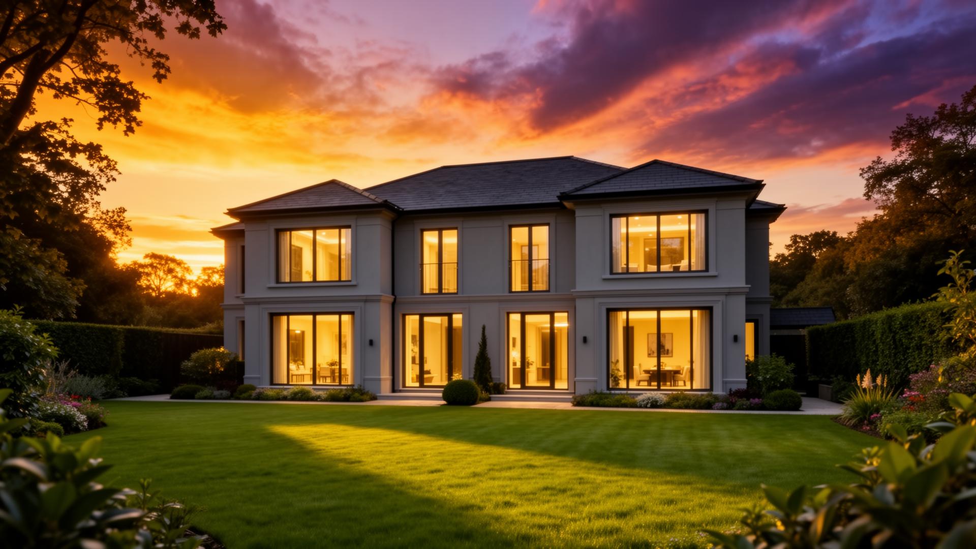 Dom bliźniaczy o zmierzchu